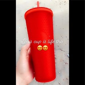Starbucks red matte studded tumbler
